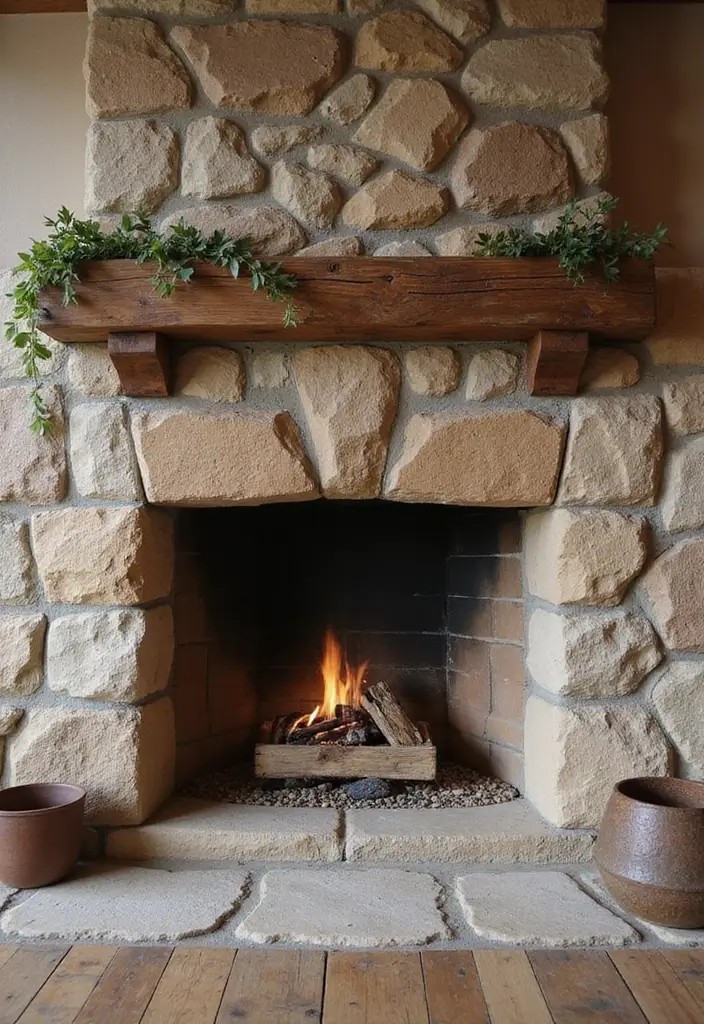 27 Fireplace Ideas That Instantly Make Living Rooms Cozier - 11. Rustic Stone Hearth