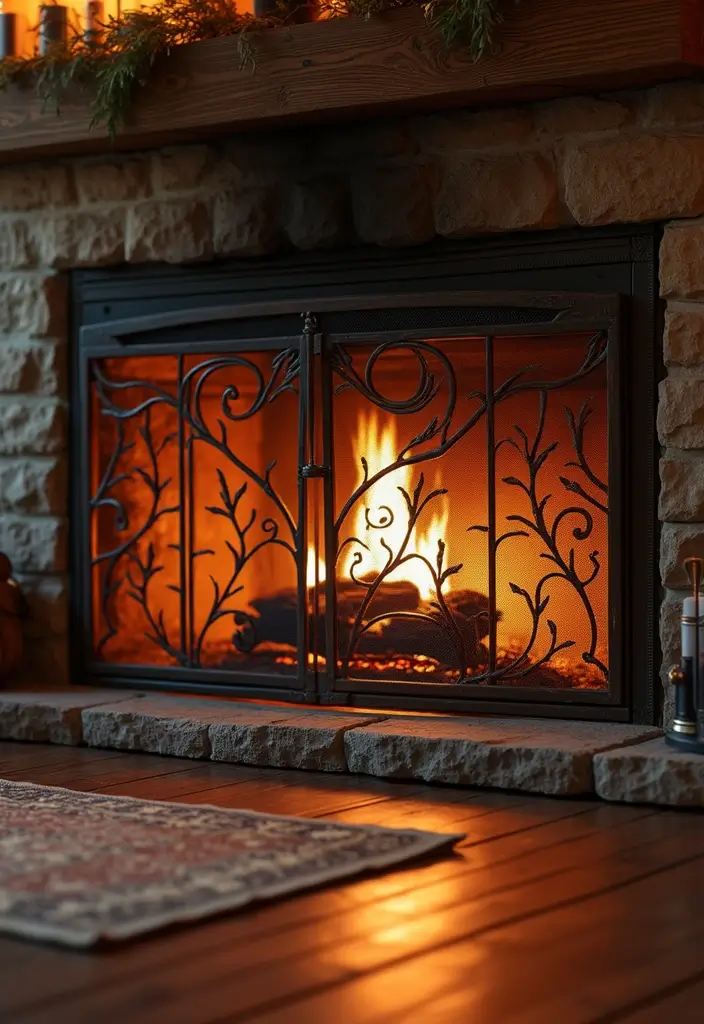 27 Fireplace Ideas That Instantly Make Living Rooms Cozier - 12. Artistic Fireplace Screens