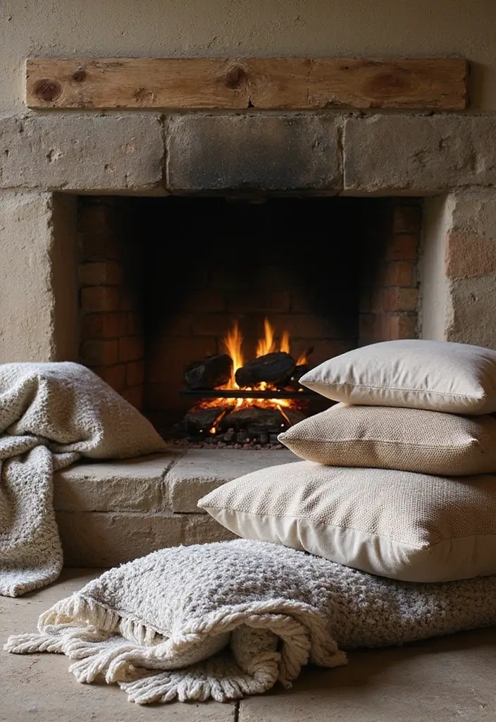 27 Fireplace Ideas That Instantly Make Living Rooms Cozier - 13. Layered Textiles