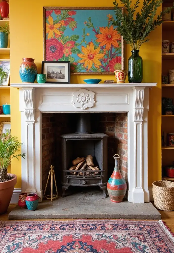 27 Fireplace Inspiration Pins Everyone’s Saving - 17. Vibrant Color Accents