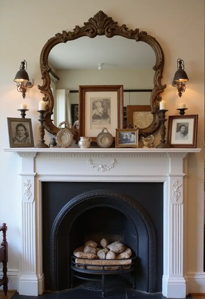 27 Fireplace Inspiration Pins Everyone’s Saving - 5. Vintage Mantel Decor
