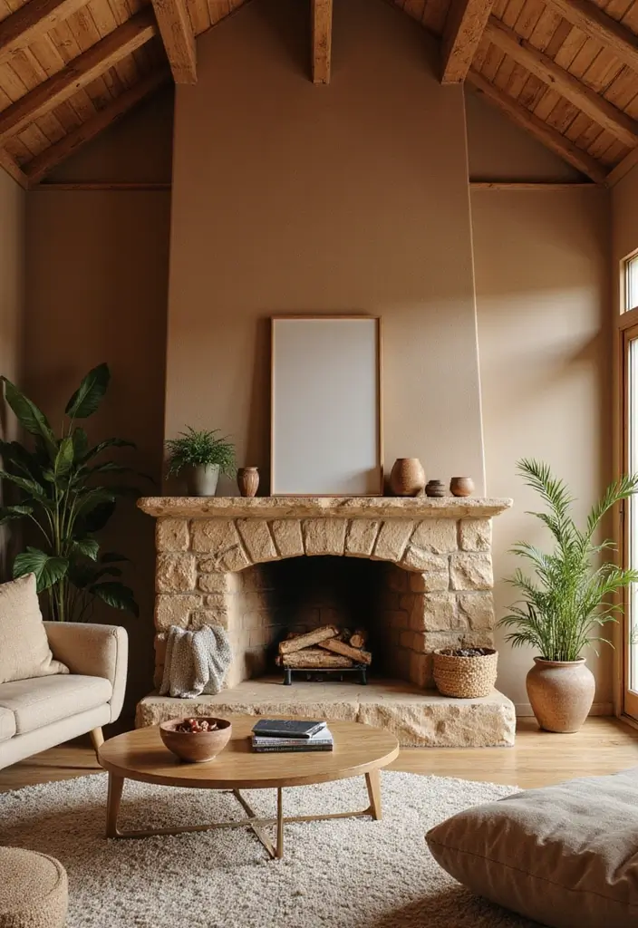 27 Fireplace With Vaulted Ceiling Ideas That Wow Guests 19 27 Fireplace With Vaulted Ceiling Ideas That Wow Guests - 19. Earthy Tones