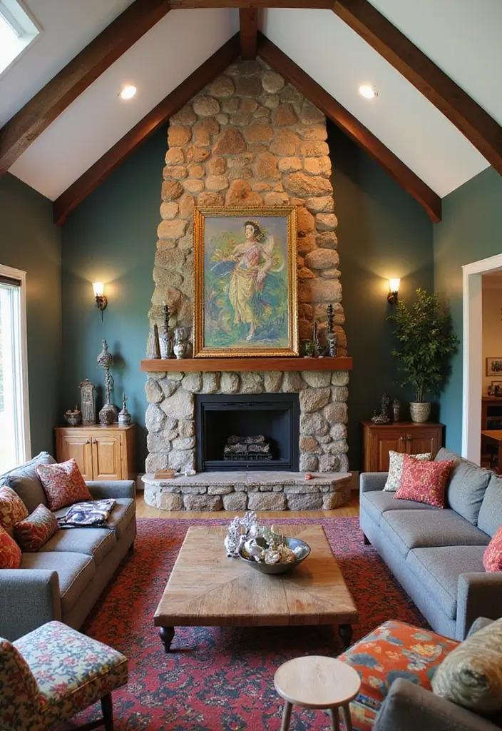 27 Fireplace With Vaulted Ceiling Ideas That Wow Guests 21 27 Fireplace With Vaulted Ceiling Ideas That Wow Guests - 21. Artistic Exploits