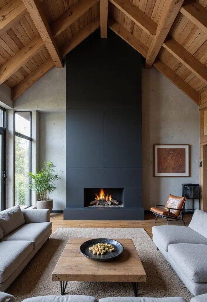 27 Fireplace With Vaulted Ceiling Ideas That Wow Guests 4 27 Fireplace With Vaulted Ceiling Ideas That Wow Guests - 4. Industrial Chic