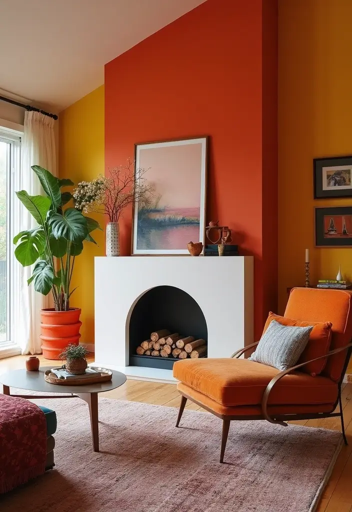 27 Fireplace With Vaulted Ceiling Ideas That Wow Guests 6 27 Fireplace With Vaulted Ceiling Ideas That Wow Guests - 6. Bold Color Accents