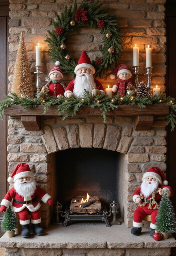 27 Mantel Decorating Ideas Christmas Guests Will Love 14 27 Mantel Decorating Ideas Christmas Guests Will Love - 14. Holiday Figures