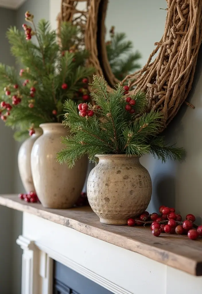 27 Mantel Decorating Ideas Christmas Guests Will Love 27 27 Mantel Decorating Ideas Christmas Guests Will Love - 27. Seasonal Vases