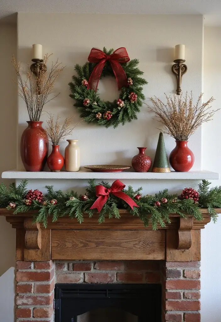 27 Mantel Decorating Ideas Christmas Guests Will Love 9 27 Mantel Decorating Ideas Christmas Guests Will Love - 9. Colorful Bows