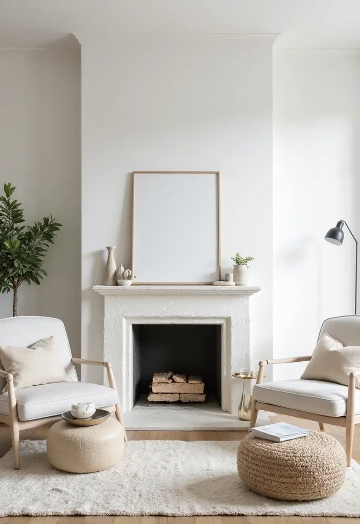 27 Painted Fireplace Inspirations That Completely Transform a Room 16 27 Painted Fireplace Inspirations That Completely Transform a Room - 16. Minimalist Whitewash for a Soft Look