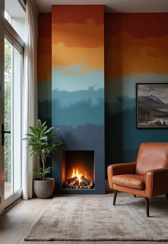 27 Painted Fireplace Inspirations That Completely Transform a Room 24 27 Painted Fireplace Inspirations That Completely Transform a Room - 24. Layering Colors for Depth