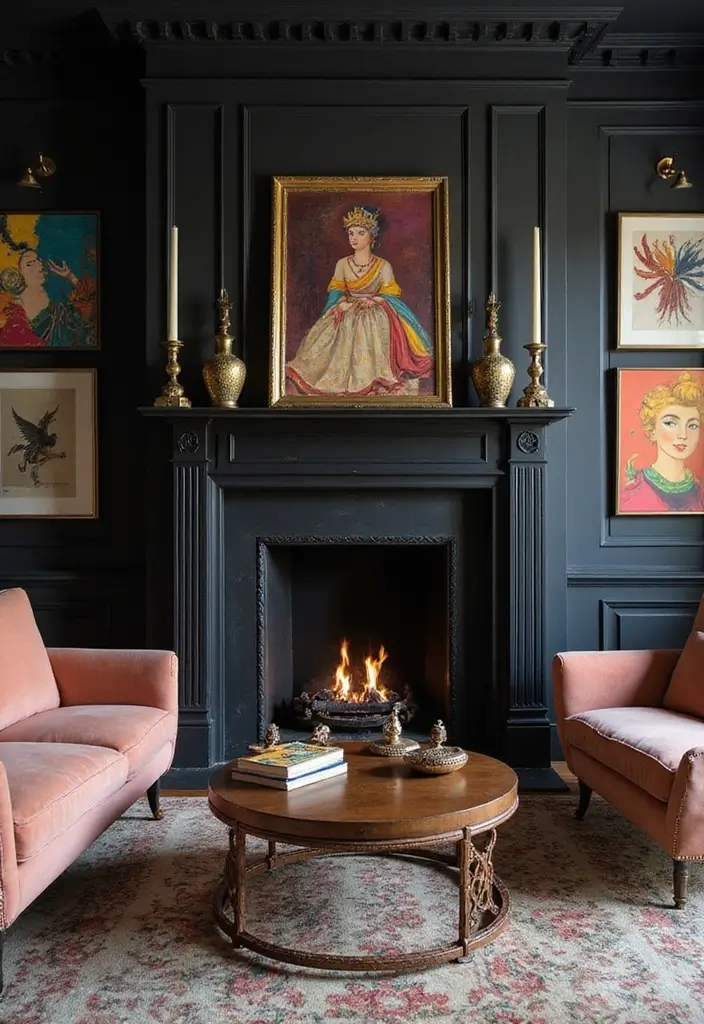27 Painted Fireplace Inspirations That Completely Transform a Room 3 27 Painted Fireplace Inspirations That Completely Transform a Room - 3. Bold Black for Dramatic Flair