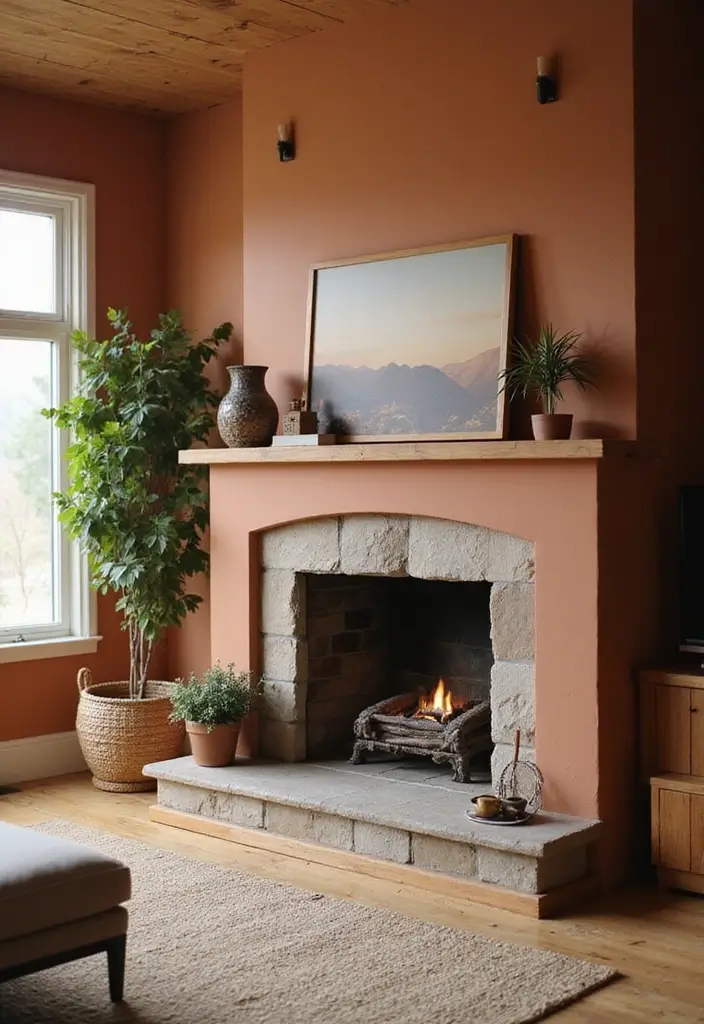 27 Painted Fireplace Inspirations That Completely Transform a Room 4 27 Painted Fireplace Inspirations That Completely Transform a Room - 4. Earthy Tones for a Cozy Ambiance