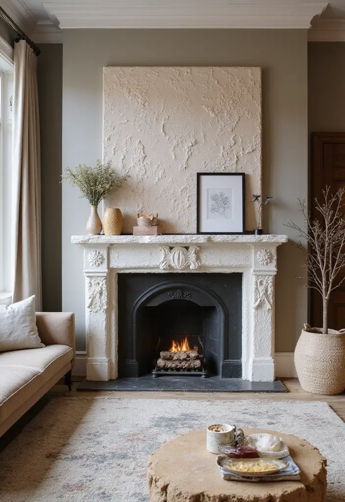 27 Painted Fireplace Inspirations That Completely Transform a Room 6 27 Painted Fireplace Inspirations That Completely Transform a Room - 6. Textured Finishes for Added Depth