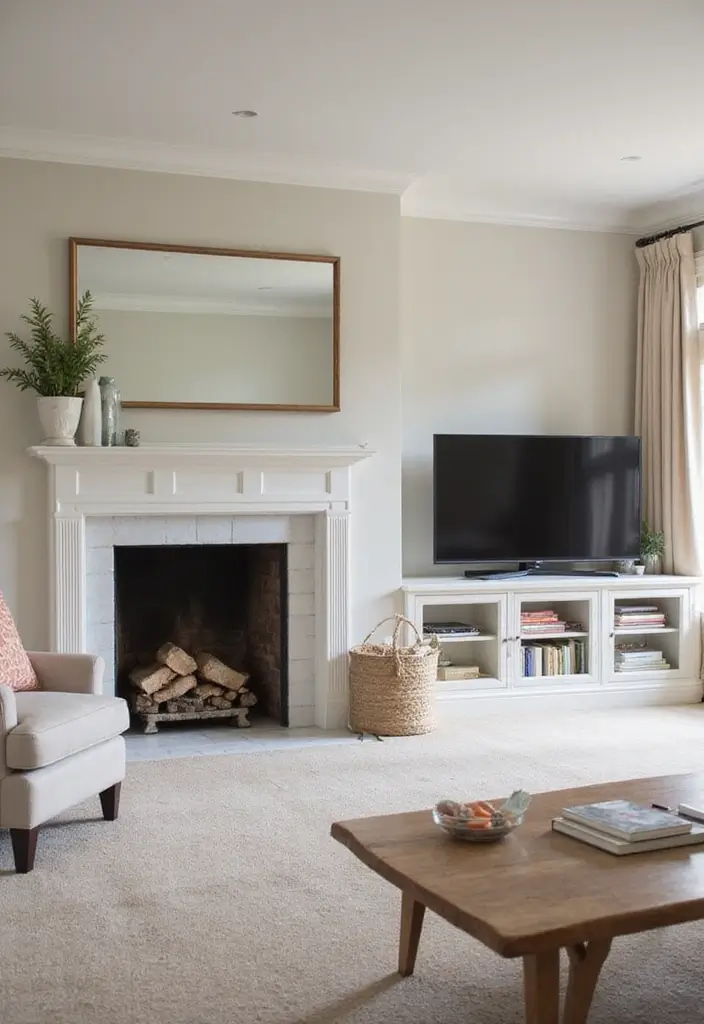 28 Built-In Fireplace and TV Wall Units That Look Seamless 12 28 Built-In Fireplace and TV Wall Units That Look Seamless - 12. Soft Color Palettes