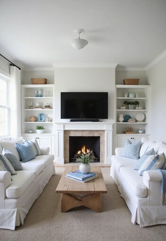 28 Built-In Fireplace and TV Wall Units That Look Seamless 16 28 Built-In Fireplace and TV Wall Units That Look Seamless - 16. Coastal Inspirations