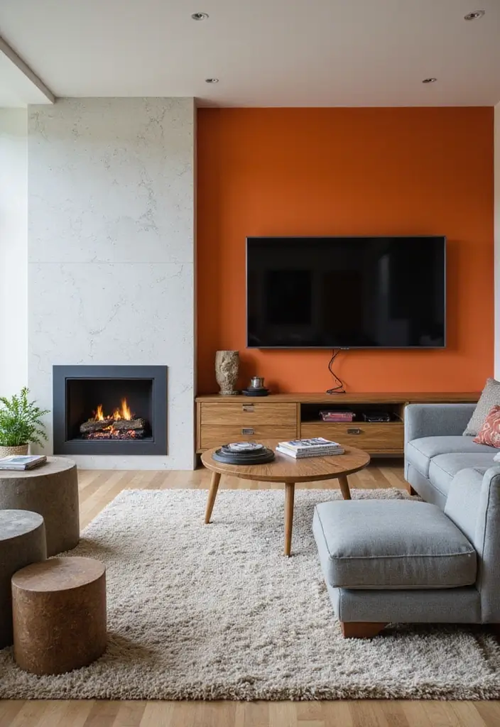 28 Built-In Fireplace and TV Wall Units That Look Seamless 19 28 Built-In Fireplace and TV Wall Units That Look Seamless - 19. Vibrant Accent Walls