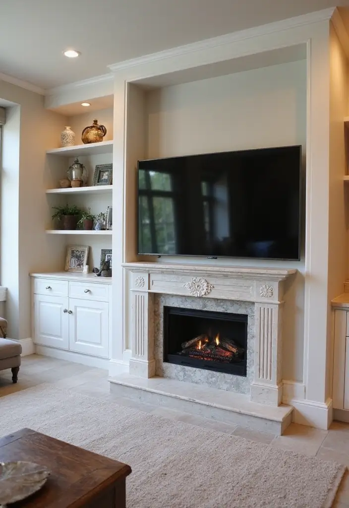 28 Built-In Fireplace and TV Wall Units That Look Seamless 20 28 Built-In Fireplace and TV Wall Units That Look Seamless - 20. Decorative Fireplaces