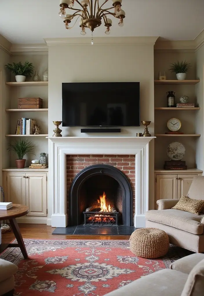28 Built-In Fireplace and TV Wall Units That Look Seamless 25 28 Built-In Fireplace and TV Wall Units That Look Seamless - 25. Vintage Revival