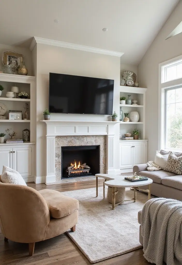 28 Built-In Fireplace and TV Wall Units That Look Seamless 28 28 Built-In Fireplace and TV Wall Units That Look Seamless - 28. Seasonal Color Palette
