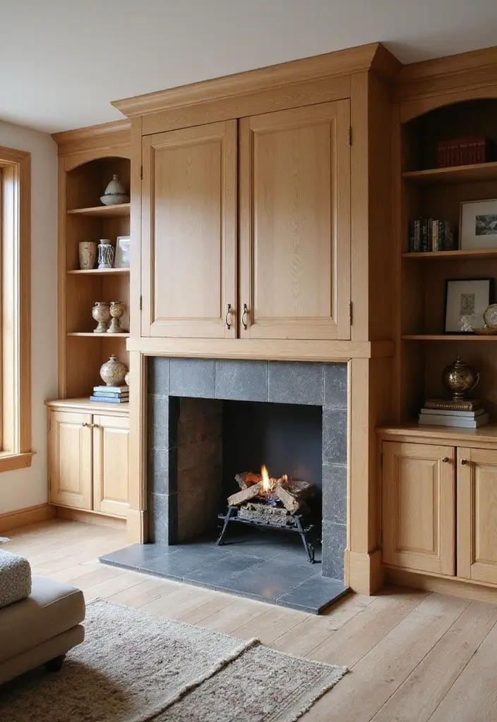 28 Built-In Fireplace and TV Wall Units That Look Seamless 4 28 Built-In Fireplace and TV Wall Units That Look Seamless - 4. Seamless Wood Integration