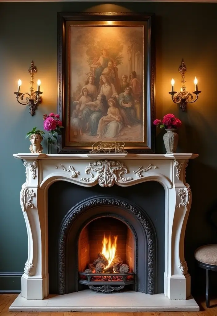 28 Cottage Fireplace Ideas That Feel Storybook Charming 16 28 Cottage Fireplace Ideas That Feel Storybook Charming - 16. Artistic Mantel Pieces