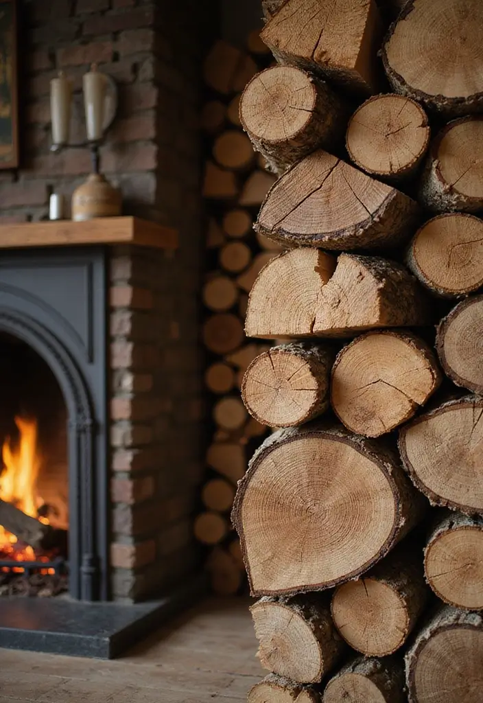 28 Cottage Fireplace Ideas That Feel Storybook Charming 24 28 Cottage Fireplace Ideas That Feel Storybook Charming - 24. Artistic Firewood Stacks