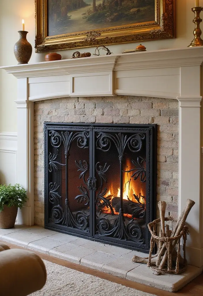 28 Cottage Fireplace Ideas That Feel Storybook Charming 26 28 Cottage Fireplace Ideas That Feel Storybook Charming - 26. Custom Fireplace Screens