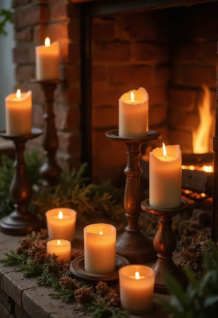 28 Cottage Fireplace Ideas That Feel Storybook Charming 7 28 Cottage Fireplace Ideas That Feel Storybook Charming - 7. Charming Candle Displays