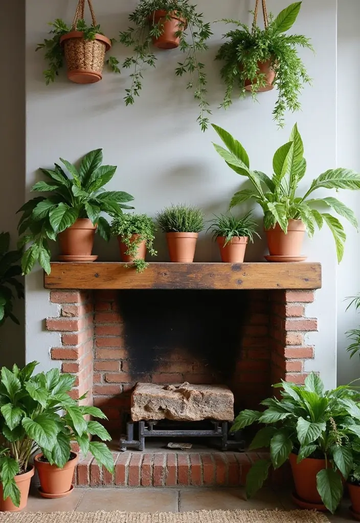 28 Cottage Fireplace Ideas That Feel Storybook Charming 8 28 Cottage Fireplace Ideas That Feel Storybook Charming - 8. Fresh Greenery Accents
