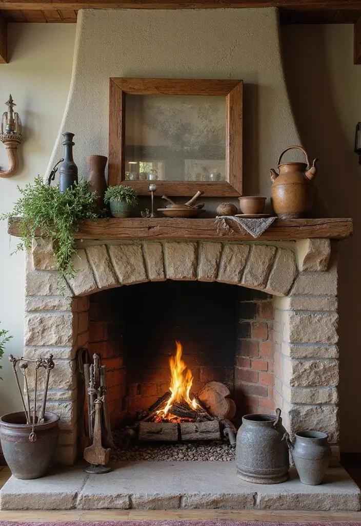 28 Cottage Fireplace Ideas That Feel Storybook Charming 9 28 Cottage Fireplace Ideas That Feel Storybook Charming - 9. Vintage-Inspired Accessories