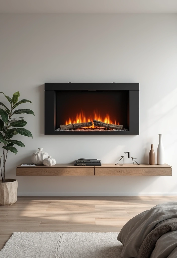 28 Electric Fireplace in Bedroom Ideas That Add Instant Luxury 1 28 Electric Fireplace in Bedroom Ideas That Add Instant Luxury - 1. Wall-Mounted Elegance