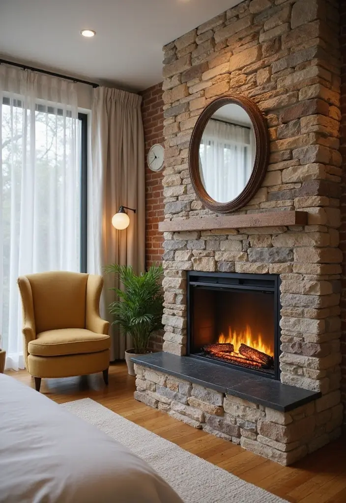 28 Electric Fireplace in Bedroom Ideas That Add Instant Luxury 12 28 Electric Fireplace in Bedroom Ideas That Add Instant Luxury - 12. Textured Surrounds