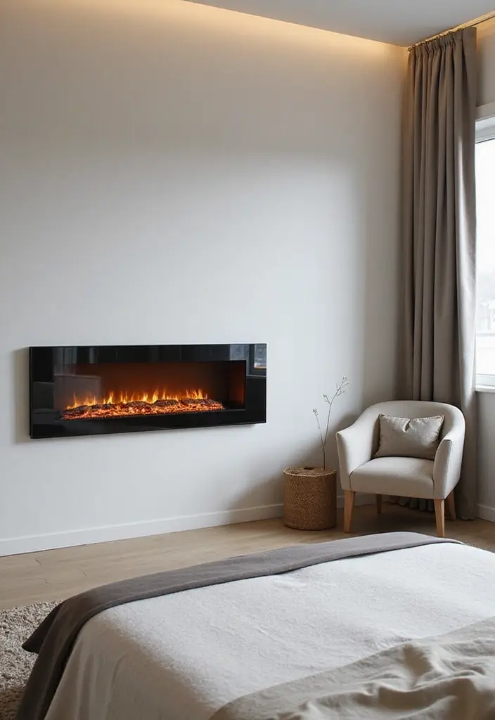 28 Electric Fireplace in Bedroom Ideas That Add Instant Luxury 18 28 Electric Fireplace in Bedroom Ideas That Add Instant Luxury - 18. Fireplaces with Glass Surrounds