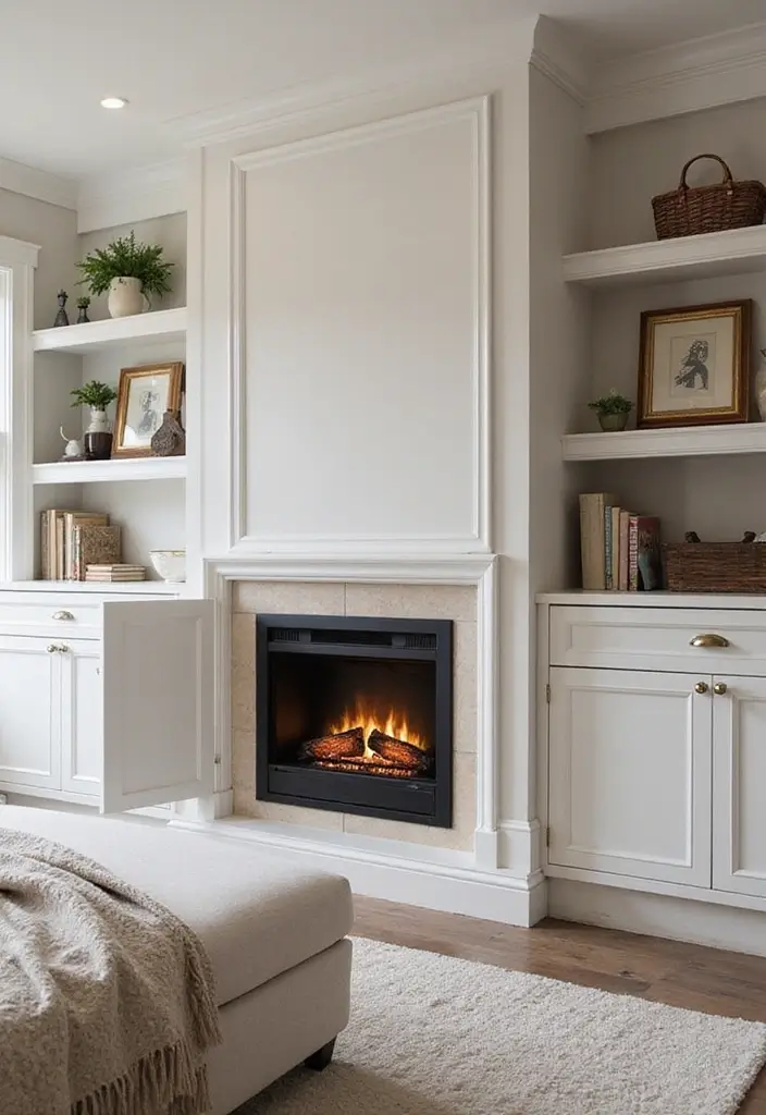 28 Electric Fireplace in Bedroom Ideas That Add Instant Luxury 7 28 Electric Fireplace in Bedroom Ideas That Add Instant Luxury - 7. Integrated Into Built-Ins