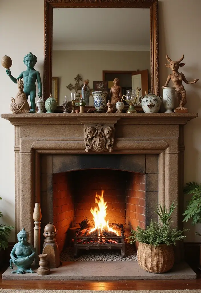 28 Fireplace Hearth Decor Ideas That Complete the Look 12 28 Fireplace Hearth Decor Ideas That Complete the Look - 12. Whimsical Touches