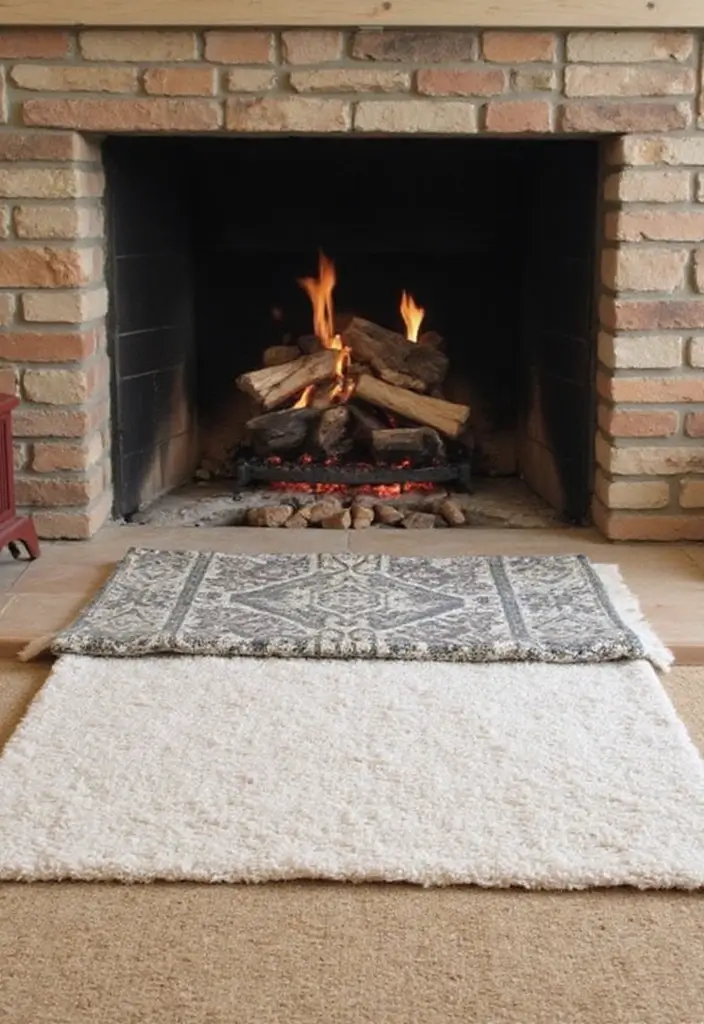 28 Fireplace Hearth Decor Ideas That Complete the Look 13 28 Fireplace Hearth Decor Ideas That Complete the Look - 13. Layering Rugs