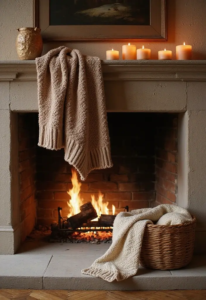 28 Fireplace Hearth Decor Ideas That Complete the Look 26 28 Fireplace Hearth Decor Ideas That Complete the Look - 26. Textured Throws
