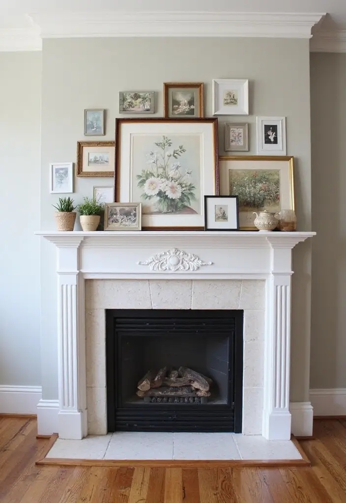 28 Inside Fireplace Decor Ideas That Transform Empty Fireboxes 10 28 Inside Fireplace Decor Ideas That Transform Empty Fireboxes - 10. Art Display