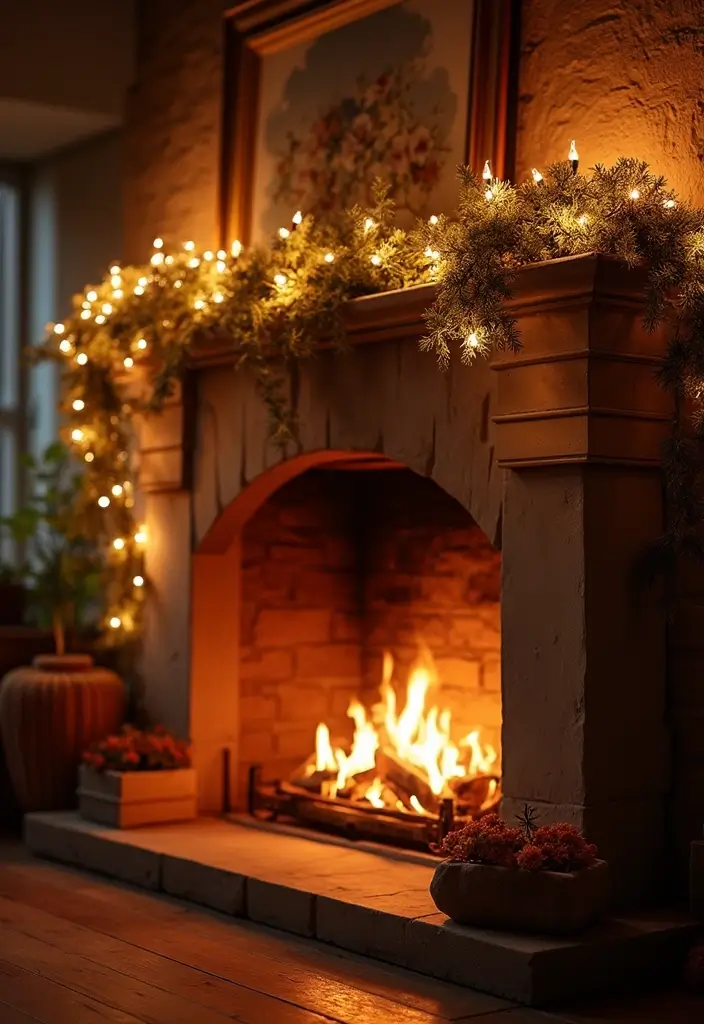 28 Inside Fireplace Decor Ideas That Transform Empty Fireboxes 11 28 Inside Fireplace Decor Ideas That Transform Empty Fireboxes - 11. Fairy Lights