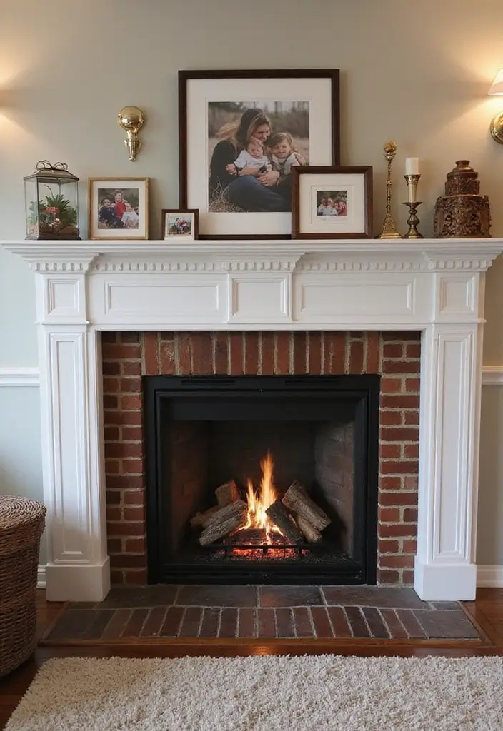 28 Inside Fireplace Decor Ideas That Transform Empty Fireboxes 13 28 Inside Fireplace Decor Ideas That Transform Empty Fireboxes - 13. Family Photos