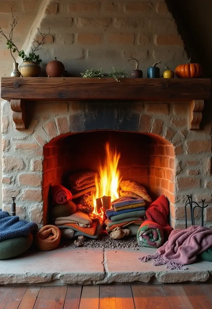 28 Inside Fireplace Decor Ideas That Transform Empty Fireboxes 17 28 Inside Fireplace Decor Ideas That Transform Empty Fireboxes - 17. Colorful Fabrics