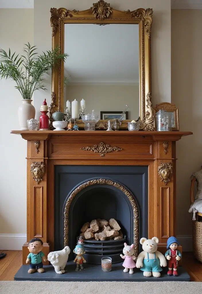 28 Inside Fireplace Decor Ideas That Transform Empty Fireboxes 19 28 Inside Fireplace Decor Ideas That Transform Empty Fireboxes - 19. Whimsical Figurines