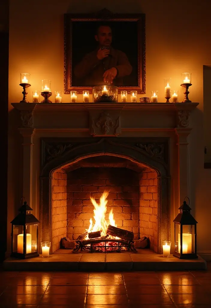 28 Inside Fireplace Decor Ideas That Transform Empty Fireboxes 20 28 Inside Fireplace Decor Ideas That Transform Empty Fireboxes - 20. Lanterns and Candle Holders