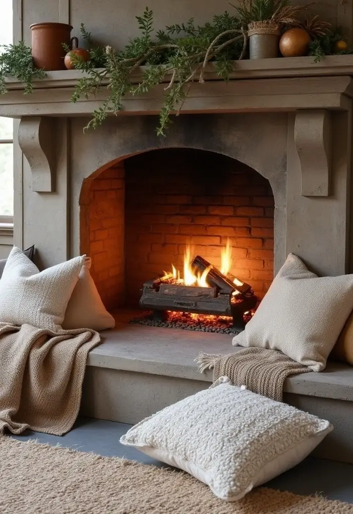 28 Inside Fireplace Decor Ideas That Transform Empty Fireboxes 28 28 Inside Fireplace Decor Ideas That Transform Empty Fireboxes - 28. Layered Fabrics and Textures