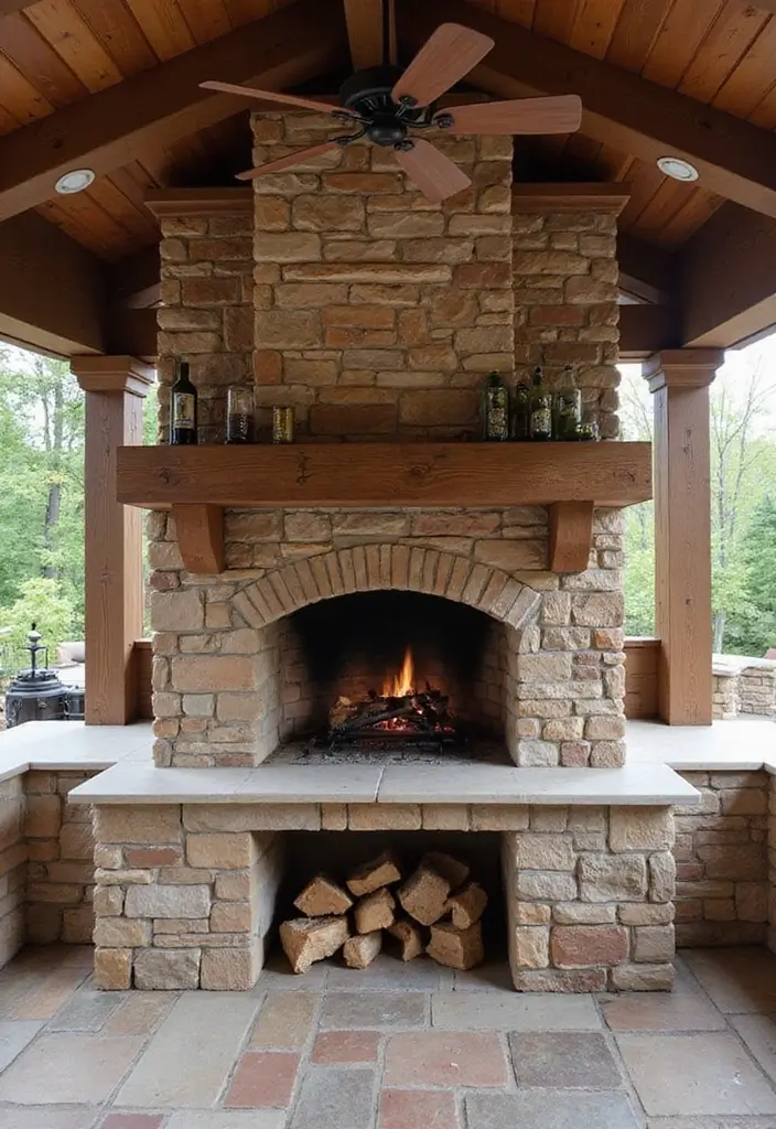 28 Kitchen Fireplace Ideas That Feel Unexpected but Perfect 12 28 Kitchen Fireplace Ideas That Feel Unexpected but Perfect - 12. Outdoor-Style Kitchen Fireplace
