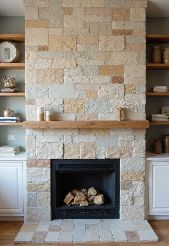 28 Kitchen Fireplace Ideas That Feel Unexpected but Perfect 14 28 Kitchen Fireplace Ideas That Feel Unexpected but Perfect - 14. Textured Tile Fireplace