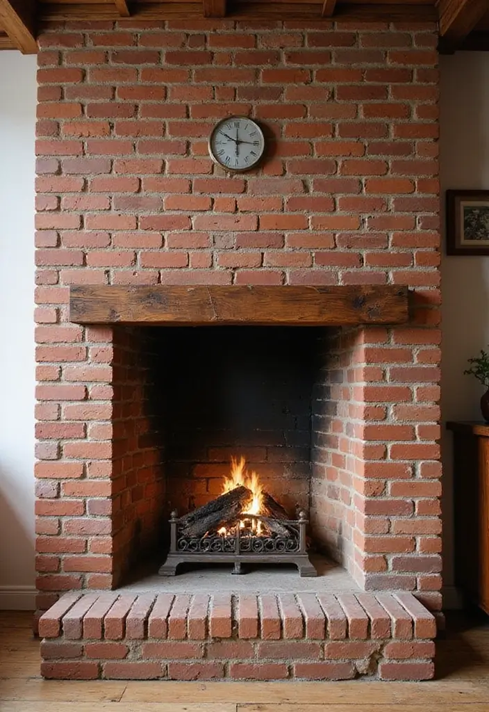 28 Kitchen Fireplace Ideas That Feel Unexpected but Perfect 21 28 Kitchen Fireplace Ideas That Feel Unexpected but Perfect - 21. Classic Red Brick Fireplace