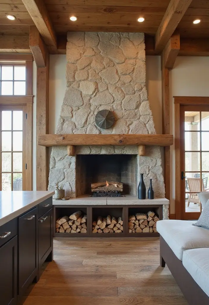 28 Kitchen Fireplace Ideas That Feel Unexpected but Perfect 23 28 Kitchen Fireplace Ideas That Feel Unexpected but Perfect - 23. Firewood Storage Fireplace