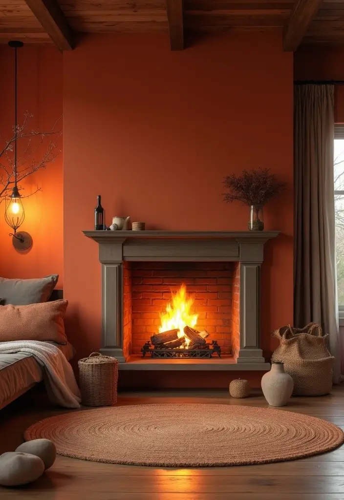 28 Kitchen Fireplace Ideas That Feel Unexpected but Perfect 24 28 Kitchen Fireplace Ideas That Feel Unexpected but Perfect - 24. Warm Color Palette Fireplace