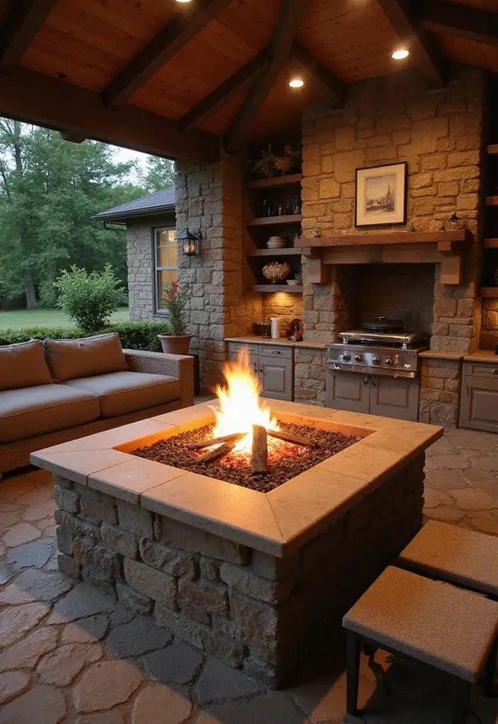 28 Kitchen Fireplace Ideas That Feel Unexpected but Perfect 25 28 Kitchen Fireplace Ideas That Feel Unexpected but Perfect - 25. Outdoor Inspired Fire Pit